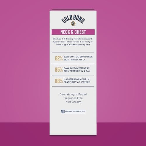 Gold Bond Age Renew Neck & Chest Firming Cream, 2 Oz, Hydrates, Renews, and Visibly Improves Firmness, Texture & Elasticity of Aging Skin, Non-Greasy, Dermatologist-Tested, Hypoallergenic, Unscented