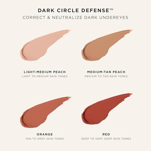 tarte colored clay cc undereye corrector – Full-Coverage Concealer with Vegan Squalane & Caffeine for Dark Circles & Discoloration, Smooths, Cruelty-Free, full size, light-medium peach