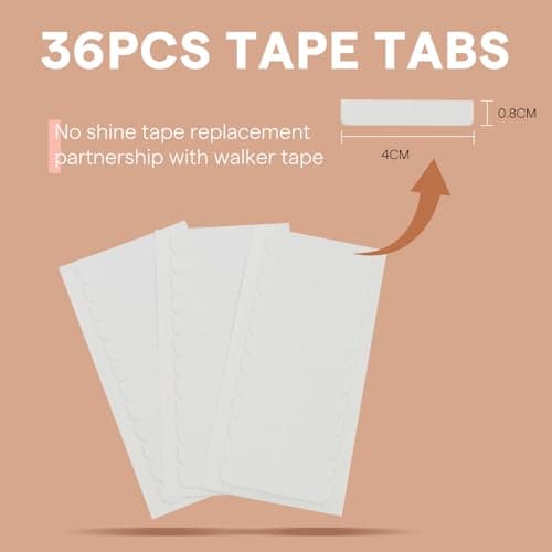 Full Shine Replacement Tape Hair Extensions Tape in No-Residue Tape for Extensions Human Hair Double Sided Tape in Hair Extensions White 0.8cm*4cm 36pcs