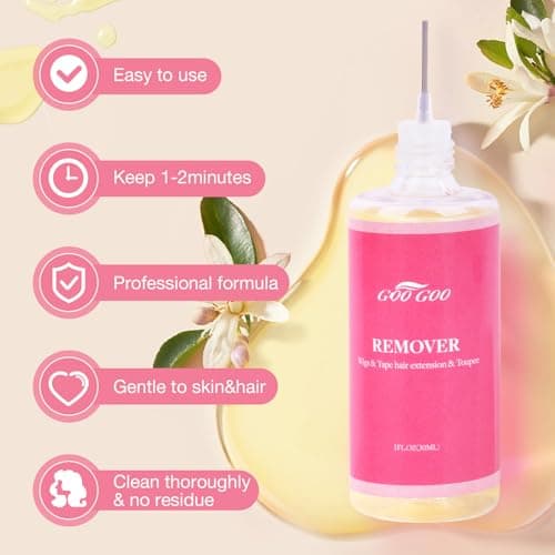 GOO GOO Tape in Extension Remover, Wig Glue Remover, Tape in Hair Extensions Adhesive Remover, Removes Hair Glue, Wig Tape, Double Sided Extension Tape, Fast Acting Hair Extensions Remover 30ml