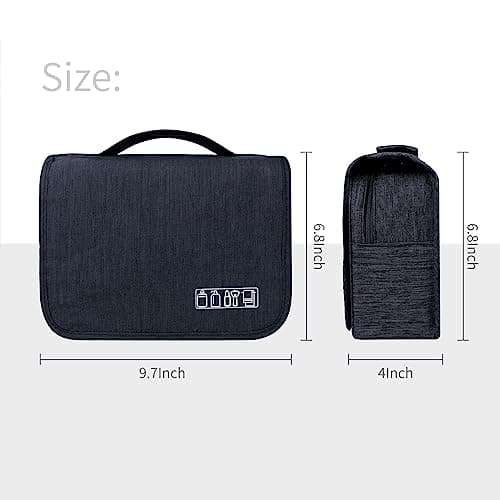 Lcsmaokin Large Capacity Toiletry Bag Travel Bag with Hanging Hook for Men and Women Waterproof Travel Cosmetic Bag Bathroom Storage Bag for Brushes Set,Full-Sized Shampoo,Toiletries,Accessories-Black