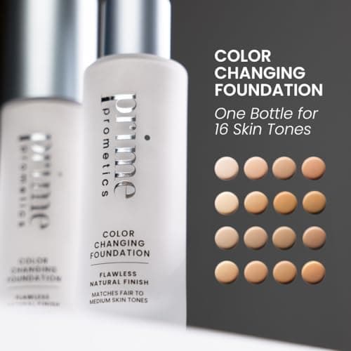 Prime Prometics Color Changing Foundation for Mature Women – Instantly Adapts to Your Skin Tone – Buildable Light-to-Medium Coverage – 12-Hour Wear – Natural Dewy Finish – Hypoallergenic