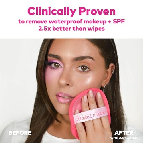 The Original MakeUp Eraser PRO, Effortlessly Remove All Makeup Using Only Water, Including Waterproof Mascara, Eyeliner, Foundation, Lipstick, Sunscreen,and More! Original Pink, 1ct.