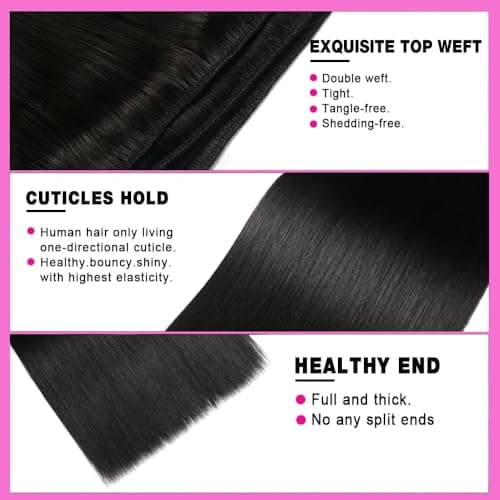 12A Human Hair Bundles 20 22 24 Inch Straight Human Hair Unprocessed Brazilian Hair 3 Bundles Quick Weave Natural Black