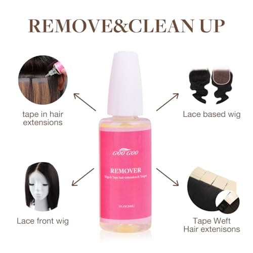 GOO GOO Tape in Extension Remover, Wig Glue Remover, Tape in Hair Extensions Adhesive Remover, Removes Hair Glue, Wig Tape, Double Sided Extension Tape, Fast Acting Hair Extensions Remover 30ml