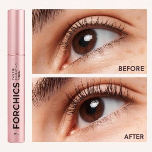 ForChics Eyelash Growth Serum - Prostaglandin-Free Lash Enhancing Serum for Longer, Thicker Lashes and Brows- Natural Formula, Visible Results in 2 Weeks - Vegan, Hormone-Free 0.10 fl. oz / 3ml