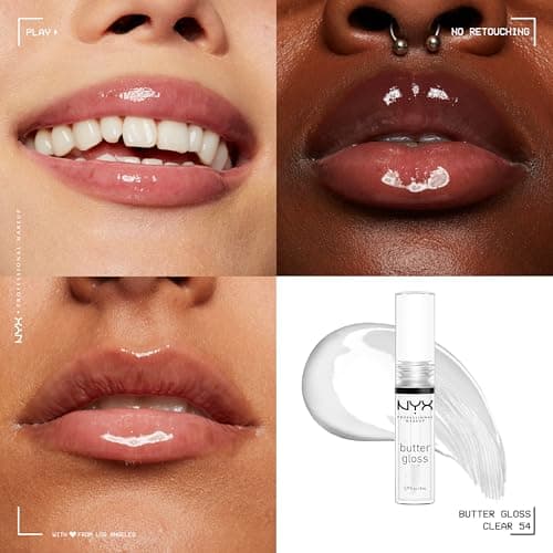 NYX PROFESSIONAL MAKEUP Butter Gloss, Non-Sticky Lip Gloss - Sugar Glass ,Clear
