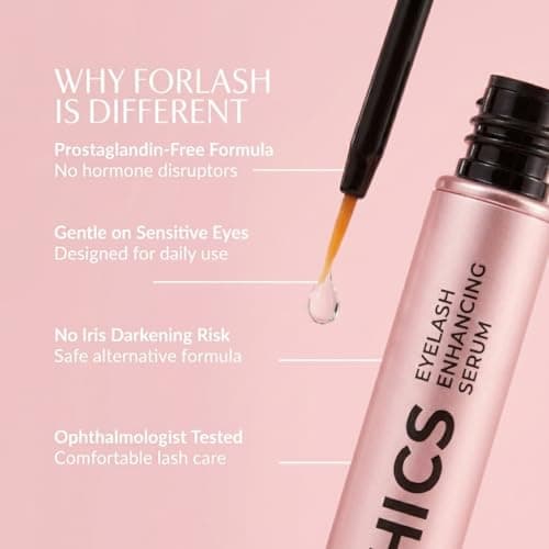 ForChics Eyelash Growth Serum - Prostaglandin-Free Lash Enhancing Serum for Longer, Thicker Lashes and Brows- Natural Formula, Visible Results in 2 Weeks - Vegan, Hormone-Free 0.10 fl. oz / 3ml