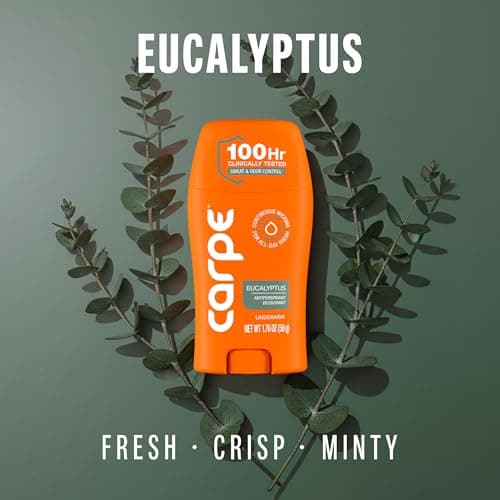 Carpe Underarm Antiperspirant Deodorant for Women and Men - Antiperspirant Deodorant for Stinky, Sweaty Armpits - 100 Hour Clinically Tested Sweat & Odor Control - Clinical Strength - Eucalyptus