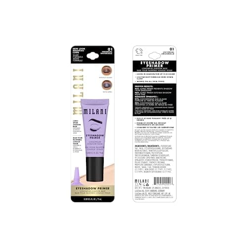 Milani Eyeshadow Primer - Clear Lightweight Eye Makeup Base for Crease-Proof Longwear - Preps Lids for Vibrant Color on All Skin Types - 1 Pack