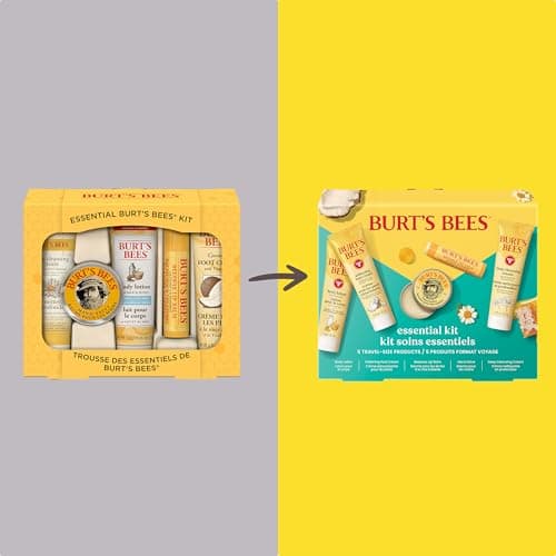 Burt's Bees Mothers Day Gifts Ideas - Essentials Everyday Set, 5 Travel Size Products - Deep Cleansing Cream, Hand Salve, Body Lotion, Foot Cream and Original Lip Balm