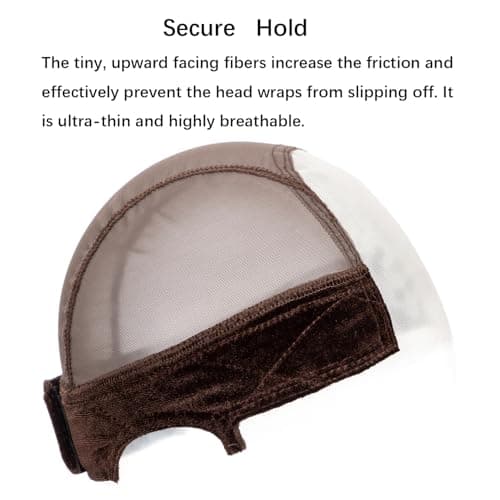 koskusder Lace Wig Caps for Women, Wig Caps with Grip Band for Keeping Wigs in Place, Glueless Wig Grip Cap with 4x5 Transparent Lace Wig Caps, Non-Slip Adjustable Elastic Headband (1pcs-brown)