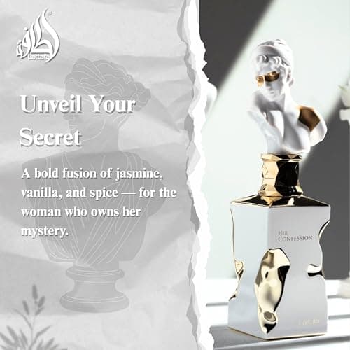 Lattafa Her Confession - Vanilla, Floral, Amber, Musk - Eau de Parfum Long-Lasting Fragrance for Women, 3.40 Ounce / 100 ml