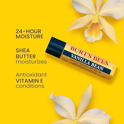 Burt's Bees Vanilla Bean Moisturizing Lip Balm, 100% Natural Origin, Mother's Day Gift, 2 Tubes, 0.15 oz