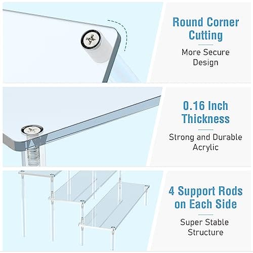Aredpoook Acrylic Display Risers, 3 Tier Perfume Organizer Stand, Clear Cupcake Stand Holder, Large Shelf Risers for Figures, Dessert Shelves for Party, Display Shelf for Decoration and Organizer