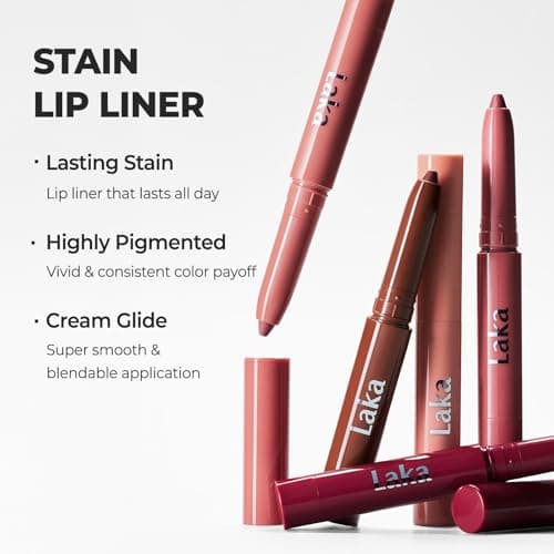 Laka Lip Liner, Pink Lip Liner, Rich Cream Glide Texture, Semi-Matte Finish for Shaping Lips, Smooth Application, K-Beauty​, Korean Makeup, 0.02oz, #02 Suede Pink