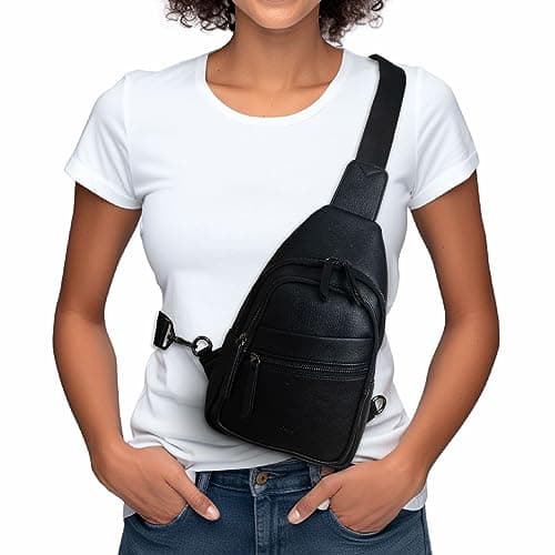 Alldaily Large Sling Bag for Women Crossbody Purse Leather Fashionable Trendy Chest Bag for Travel, Fanny Pack (Black)