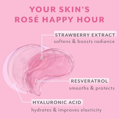 Patchology Serve Chilled Rosé Hydrating Under Eye Patches – Hyaluronic Acid & Antioxidant-Infused Eye Masks to Reduce Dark Circles, Puffiness & Fine Lines - Ideal Skincare Essentials (5 Pairs)