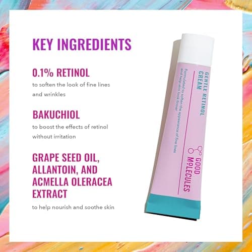 Good Molecules Gentle Retinol Cream - Retinol Night Cream to Minimize Appearance of Fine Lines & Wrinkles, Skin Tightening Recipe with Bakuchiol, Anti-Aging Skin Care For Face