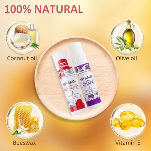VISRIE 32 Pack Lip Balm, Natural Lip Balm Bulk with Vitamin E and Coconut Oil, Moisturizing Lip Balms for Dry Lips-16 Flavors