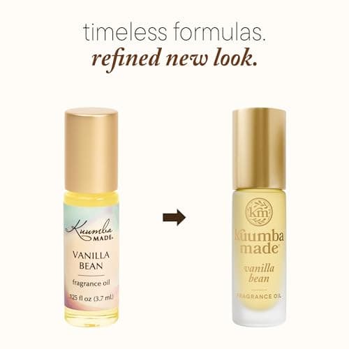 Kuumba Made Vanilla Bean Fragrance Oil, Long-Lasting Scented Oil Perfume Roller, Vegan, Alcohol-Free, 0.15 Fl Oz