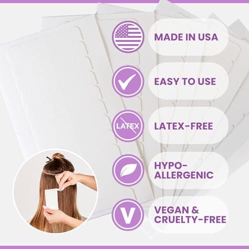 Big Kizzy Extra Hold Double Sided Hair Extension Tape - 72 tabs replacement tape - Strong hold of 6-8+ weeks - Made in USA