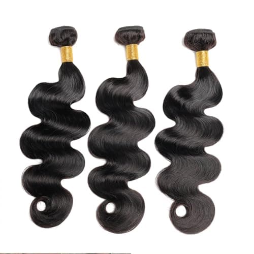 12A Body Wave Bundles Human Hair 16 18 20 Inch Human Hair Bundles 100% Unprocessed Brazilian Virgin Hair 3 Bundles weave for Black Women Natural Color