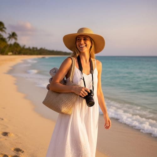 BOYATU Woven Tote Bag for Women: Vegan Leather Purse with 1 Zipper Clutch - Handwoven Tote for Travel Vacation Beach Weekend (Khaki)