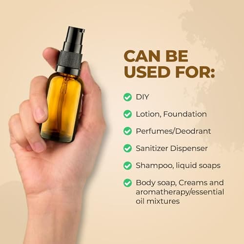 VitalUp 3 Pack Empty Refillable Glass Amber Pump Bottle Ideal for Lotion Cream Essential Oil Travel Small Container, 30ml