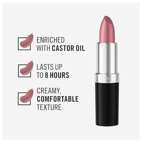 Rimmel Lasting Finish Lipstick | Up to 8 Hours of Intense Lip Color with Color Protect Technology and Exclusive Black Diamond Complex | 0.14 fl oz (Pack of 1) | 002 Candy