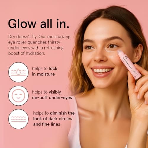 grace & stella Under Eye Brightener with Rose Quartz Rollerball - Centella Asiatica & Caffeine Under Eye Serum for Dark Circles & Puffiness - Travel Essentials, Birthday Gifts for Mom (15ml/0.51floz)