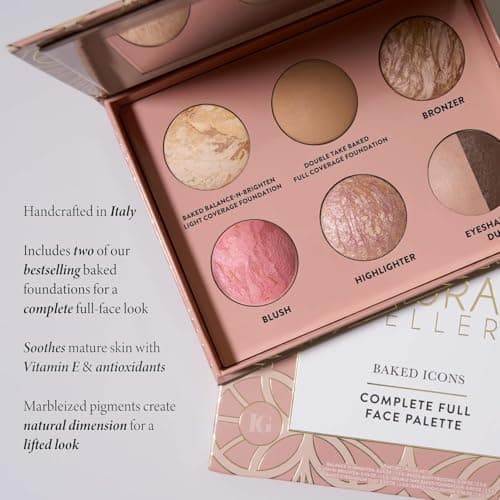 LAURA GELLER Baked Icons Complete Full Face Palette, Fair | All-in-One Makeup Palette with Baked Foundations, Blush, Bronzer, Highlighter, Eyeshadows | Coverage for Mature Skin | Travel-Friendly