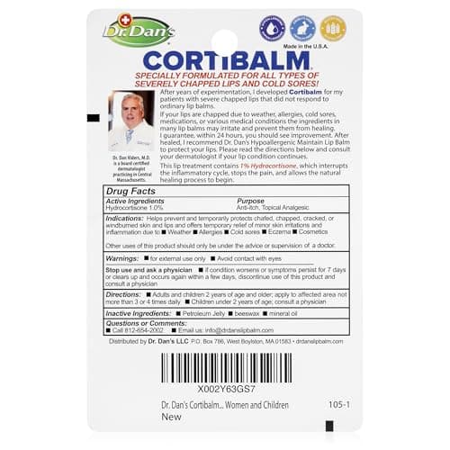 Dr. Dans CortiBalm Lip Balm Patented Formula 0.14 Ounces (3-Pack)