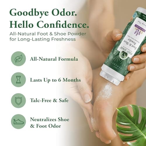 FOOT SENSE All Natural Foot & Shoe Powder, Foot Odor Eliminator for Long-Lasting Odor Control Lasts up to 6 Months, Deodorizes, Safe for Men, Women, Kids, Athletes, 100g
