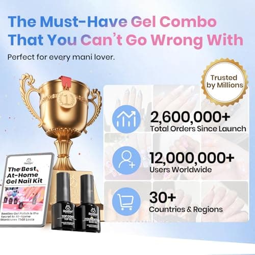 Beetles 2 Pcs 15ml No Wipe Gel Top Coat and Base Coat Set - Shine Finish and Long Lasting Soak Off LED Nail Lamp Gel Base Top Coat Stay Lock Shine Duo Finish Nail Art Design Manicure Gifts for Women