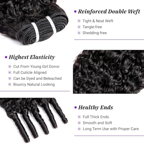 Bundles Human Hair 3C4A Spiral End Quick 3Pcs Burmese Curly Water Wave Bundles Human Hair Extensions for Black Women 14-30 INCH Natural Black (3 Burmese Bundles Curly Human Hair, 18 20 22)