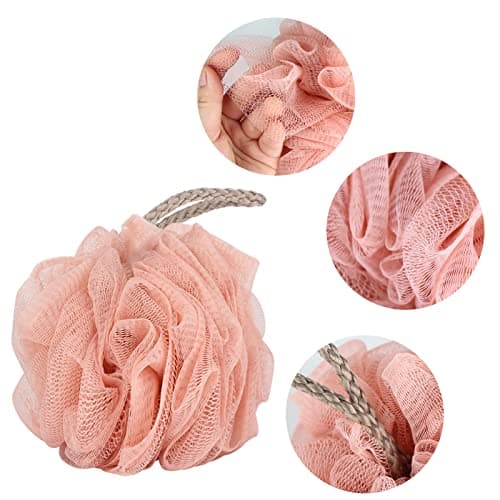 Fu Store Loofah Sponge 60g Shower Loofahs 4 Colors Bath Sponges Mesh Balls for Body Scrubber Exfoliator Wash Back Scrubber Bathroom Men Women - 4 Pack Scrubbers Cleaning Bathing Accessories