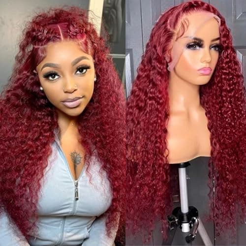 Bworto Burgundy Perücke Test: 30 Zoll 99j Deep Wave Lace Front Wig