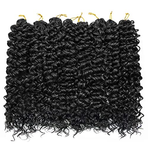 8 Packs Curly Crochet Hair GoGo Curl Crochet hair for Women Natural Black Deep Wave Braiding hair,Synthetic Bohemian Crochet Braid Water Wave Crochet hair Extensions(18inch, 1B)