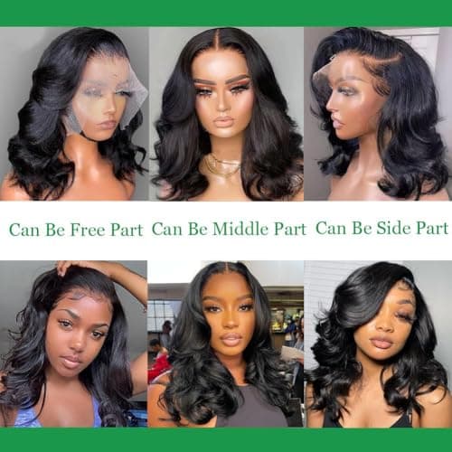 Douyin Bob Wig Human Hair 13x4 Lace Front Wigs Human Hair Pre Plucked Body Wave 180% Density 14 Inch HD Lace Frontal Short Glueless Wigs for Women (14 inch, Natural Black)