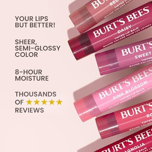 Burt's Bees Mothers Day Gifts, Lip Tint Balm with Long Lasting 2 in 1 Duo Tinted Balm Formula, Color Infused with Deeply Hydrating Shea Butter for a Buildable Finish, Red Dahlia (2-Pack)