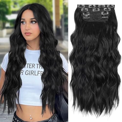 ALXNAN Clip in Extensions Test – 24 Zoll Wellige Synthetische Haarverlängerungen