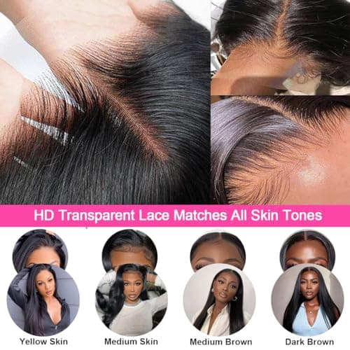 AUOU 30 Inch 13x6 Lace Front Wigs Human Hair 200 Density Straight HD Lace Front Wigs Human Hair Pre Plucked 13x6 Lace Frontal Straight Human Hair Wigs for Women Glueless Wigs Human Hair Natural Color