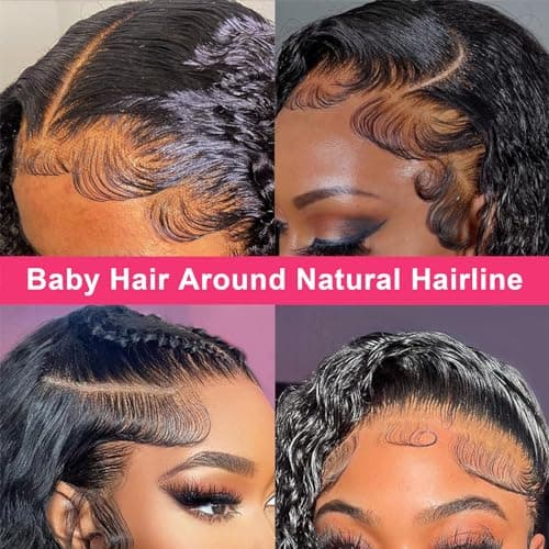 Odored 30 Inch Deep Wave Lace Front Wigs Human Hair 13x6 HD Transparent Deep Curly Lace Frontal Wigs 180% Density Glueless Wigs Human Hair pre Plucked with Baby Hair Natural Color