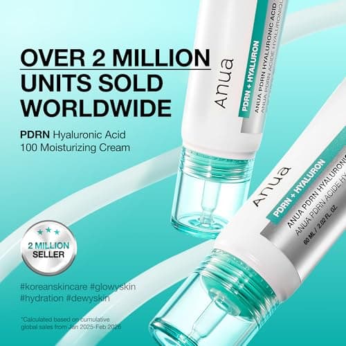Anua PDRN Hyaluronic Acid 100 Moisturizing Cream, Lightweight, Non-Greasy Hydrating Face Moisturizer with Salmon DNA for Glass Skin, Korean Skincare (2.02 fl oz)