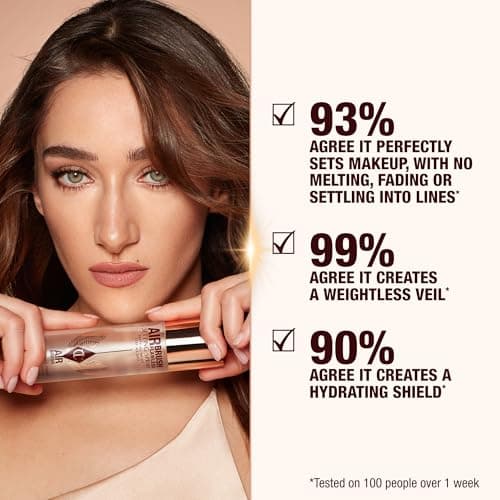 Charlotte Tilbury Airbrush Flawless Setting Spray - Ultra-Fine Hydrating Mist to Prime & Set Face Makeup For Up to 16Hr - Soothes, Blurs Pores & Calms Skin (100ml)