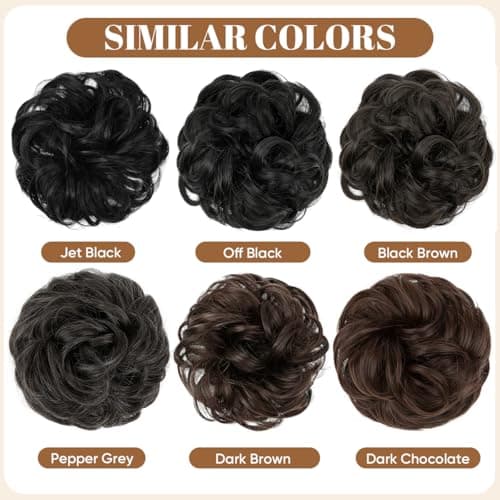 CJL HAIR Large Messy Bun Hair Piece Wavy Curly Scrunchies Synthetic Chignon Ponytail Hair Extensions Thick Updo Hairpieces for Women Dark Brown