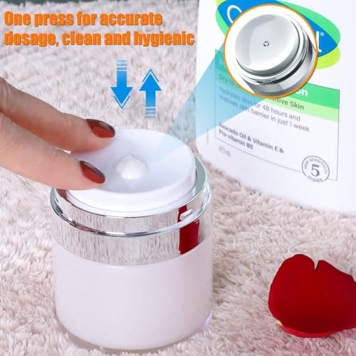 Airless Pump Jar, 1.7 oz Airless Pump Bottles, Travel Lotion Container – Vacuum Dispenser for Cream – Leak-Proof TSA-Friendly Design Keeps Cream Fresh – Multi-Purpose for Lotion, Sunscreen (2 Pack)