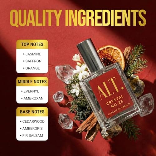 ALT. FRAGRANCES Crystal No. 23 – Inspired by Baccarat Rouge 540, Unisex Perfume, Extrait de Parfum, Long Lasting Perfume for Men & Women with Jasmine, Amberwood & Cedar Notes, 60ml