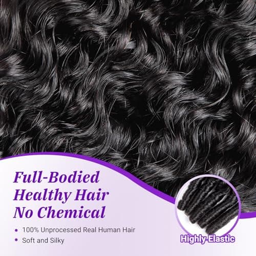 Bundles Human Hair 3C4A Spiral End Quick 3Pcs Burmese Curly Water Wave Bundles Human Hair Extensions for Black Women 14-30 INCH Natural Black (3 Burmese Bundles Curly Human Hair, 18 20 22)